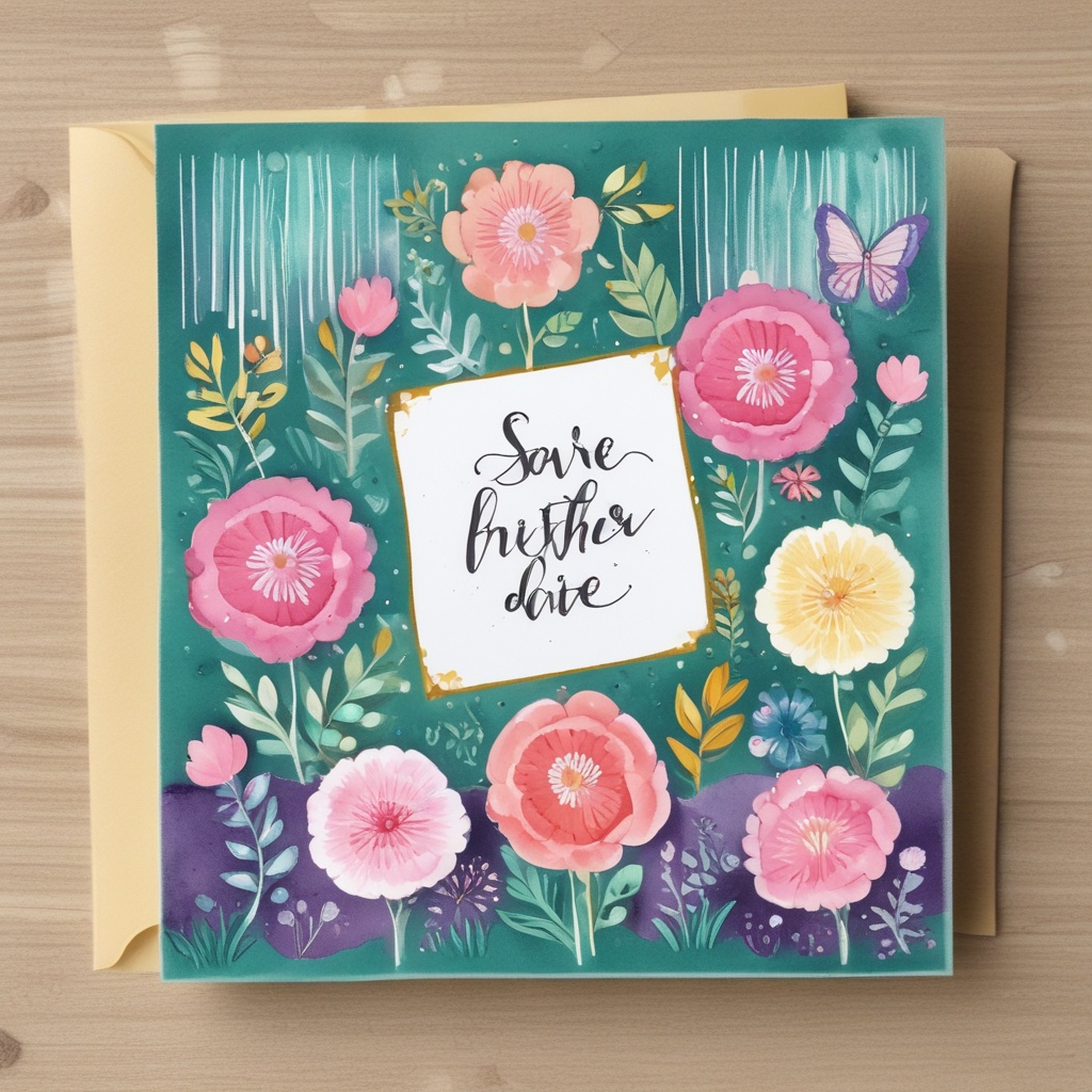 Handcrafted birthday card with 'Save the Date' lettering